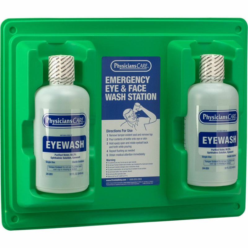 First Aid Only Twin-Bottle Eyewash Station, 1 quart, Clear (FAO24300) Each