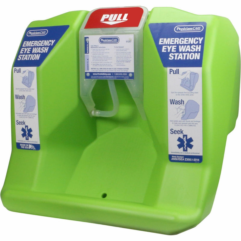 PhysiciansCare Eyewash Station, 16 gal, 0.25 Hour, Clear, Bright Green (FAO91288) Each