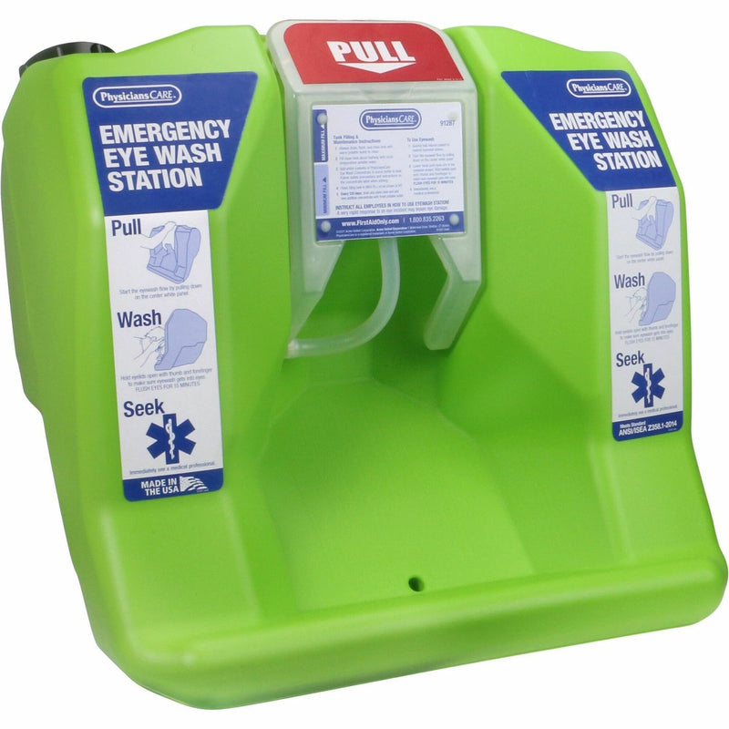 PhysiciansCare Eyewash Station, 16 gal, 0.25 Hour, Clear, Bright Green (FAO91288) Each