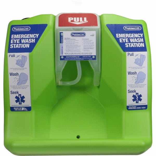 PhysiciansCare Eyewash Station, 16 gal, 0.25 Hour, Clear, Bright Green (FAO91288) Each