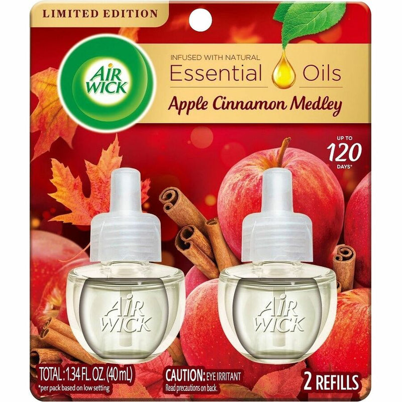 Air Wick Apple Scented Oil, Oil, 0.6 fl oz (0 quart), Apple Cinnamon Medley, 60 Day, 2/Pack, 6/Carton, Long Lasting (RAC95499CT) Case of 6