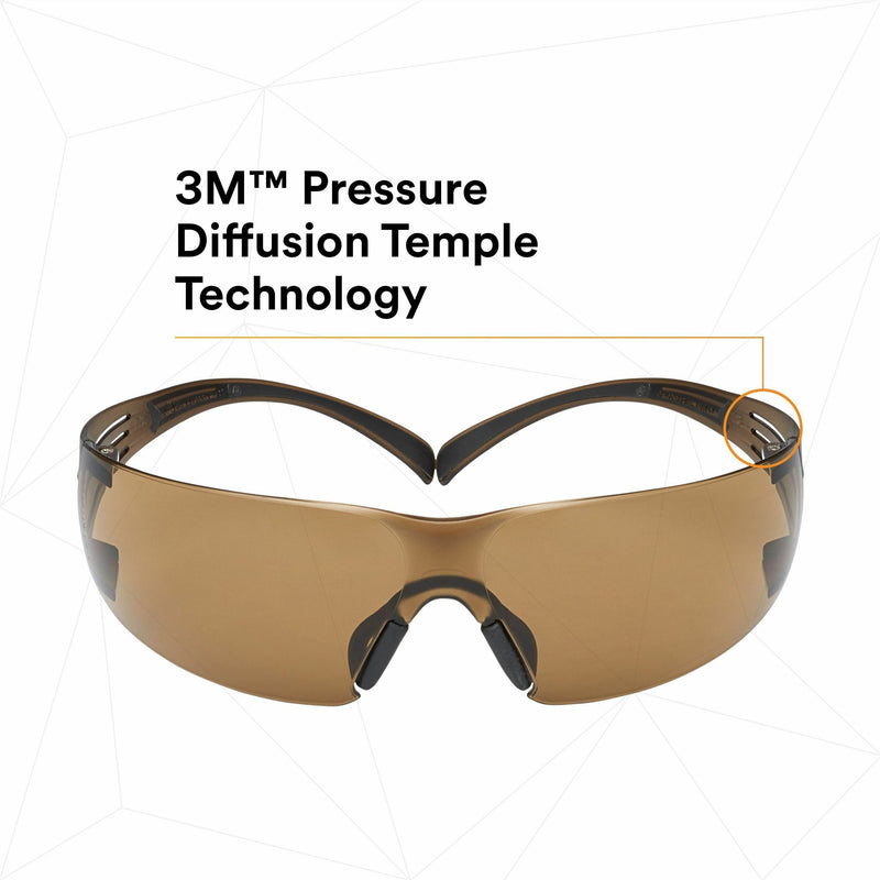 3M SecureFit Protective Eyewear, Polycarbonate, Anti-fog, Comfortable, Soft, Nose Bridge, Impact Resistant, Adjustable Temple (MMMSF405SGAFB) Each