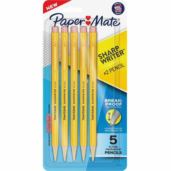 Paper Mate Sharp Writer Mechanical Pencils, Yellow Barrel, 5/Pack (PAP2200939) Pack of 5