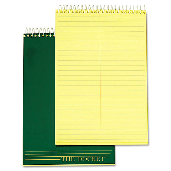 TOPS™ Docket Steno Pad, Gregg Rule, Forest Green Cover, 100 Canary-Yellow 6 x 9 Sheets (TOP63851)