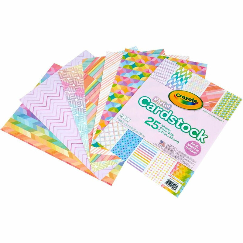 Crayola Pastel Cardstock, Greeting Card, Gift, Cardmaking, Decoration, 25 Piece(s), Patterns (CYO990053) Pack of 25