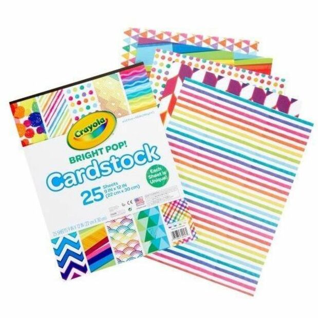 Crayola Pastel Cardstock, Greeting Card, Gift, Cardmaking, Decoration, 25 Piece(s), Patterns (CYO990053) Pack of 25