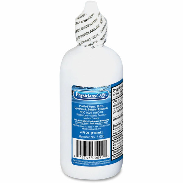 PhysiciansCare Eye Wash, 4 fl oz, Sterile, For Eye irrigation, Eye Burning, 48/Carton (FAO7006CT) Case of 48