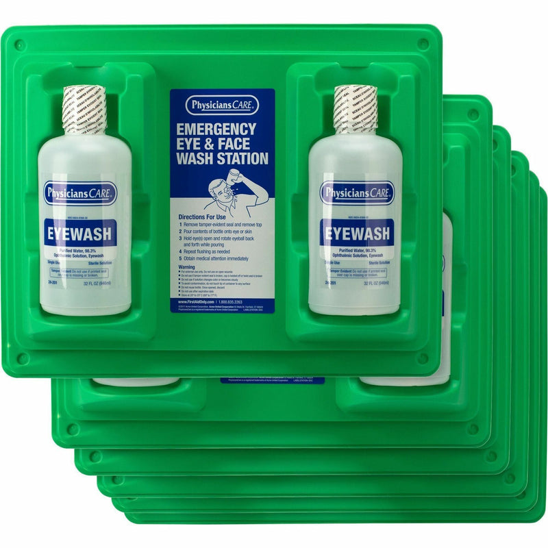 First Aid Only Twin-Bottle Eyewash Station, 1 quart, Wall Mountable, 6/Carton (FAO24300CT) Case of 6