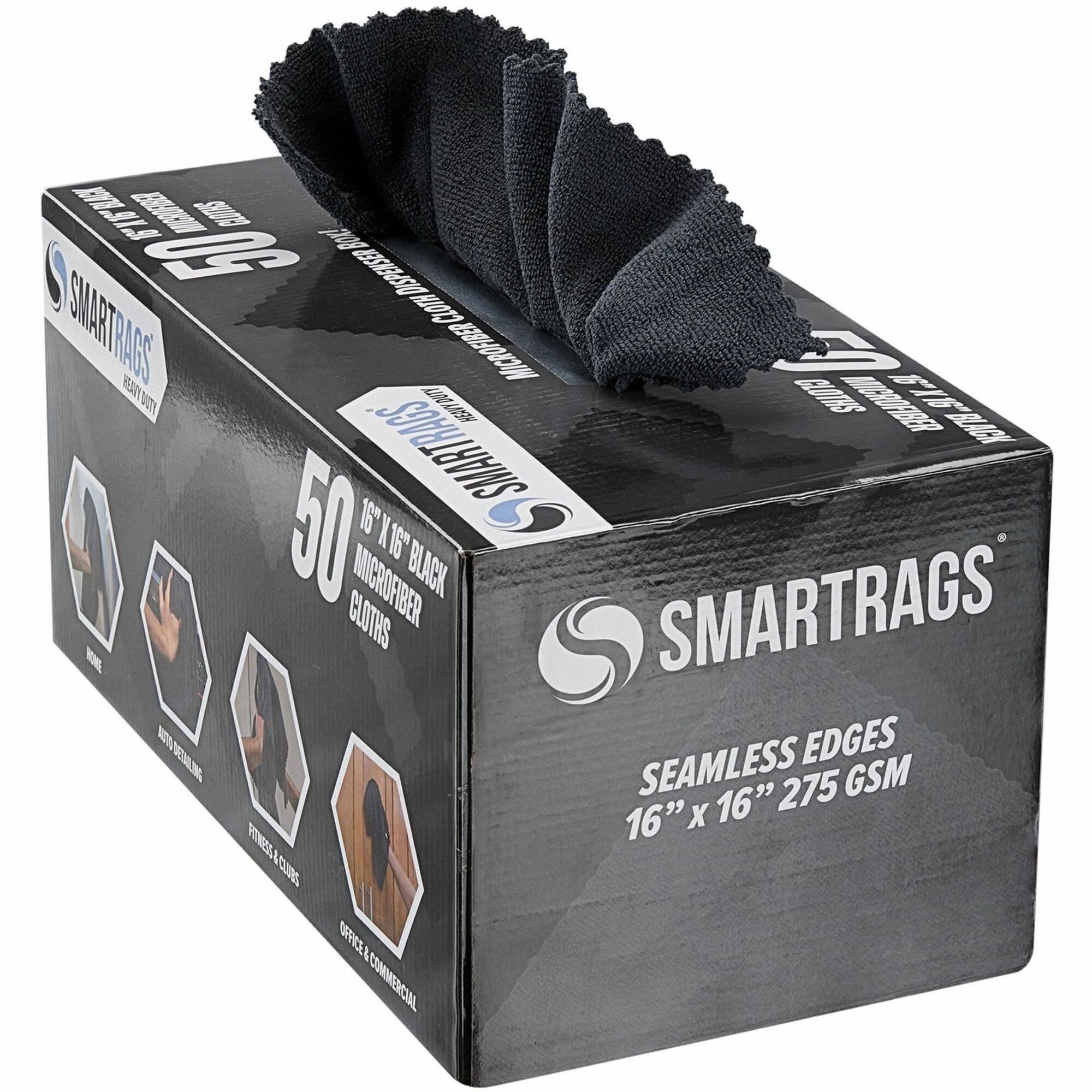 Monarch Smart Rags Microfiber Cloths, Black, 16