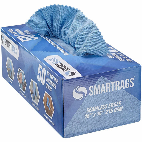 Monarch Smart Rags Microfiber Cloths, Blue, 16" x 16", 215 GSM, 50/Box (MONM931B) Box of 50