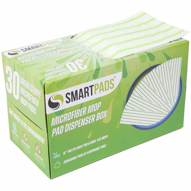 Monarch Microfiber Wet/Dry Mop Pad Refills, 5" Width x 18" Depth, Woven, MicroFiber, White/Green, 30/Box (MONM901RMPGR) Box of 30