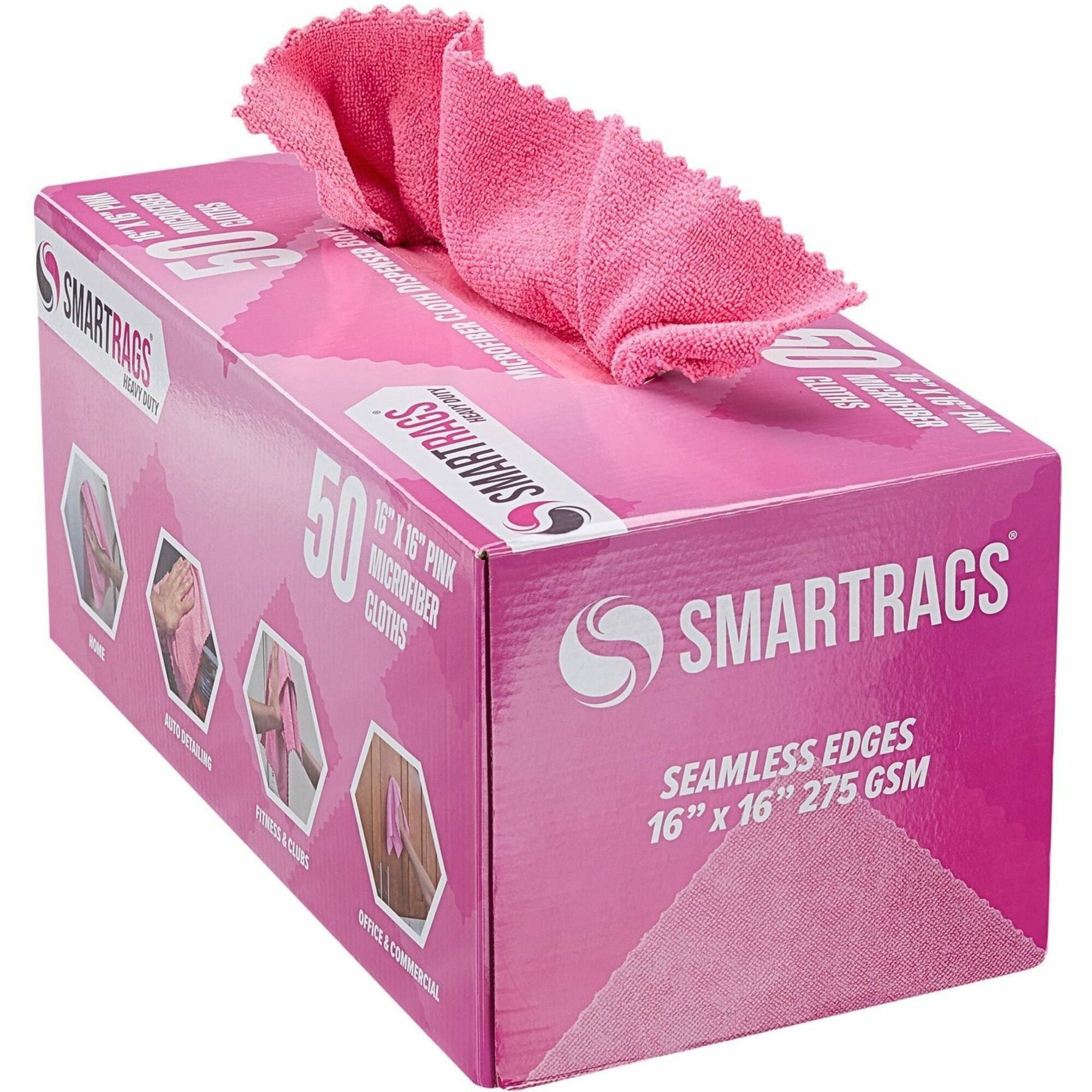 Monarch Smart Rags Microfiber Cloths, Pink, 16