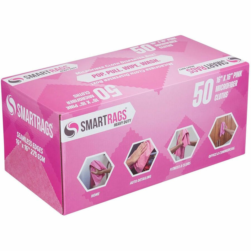 Monarch Smart Rags Microfiber Cloths, Pink, 16" x 16", 275 GSM, 50/Box (MONM930P) Box of 50