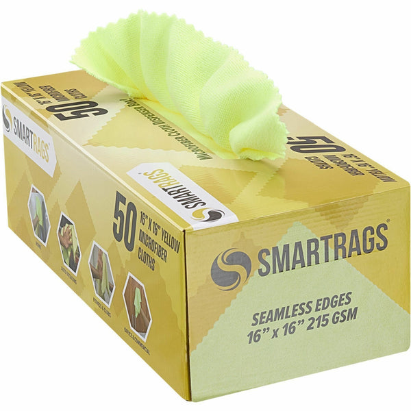 Monarch Smart Rags Microfiber Cloths, Yellow, 16" x 16", 215 GSM, 50/Box (MONM931Y) Box of 50