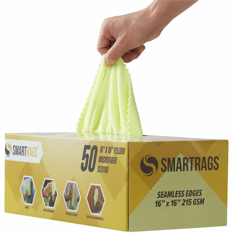 Monarch Smart Rags Microfiber Cloths, Yellow, 16" x 16", 215 GSM, 50/Box (MONM931Y) Box of 50