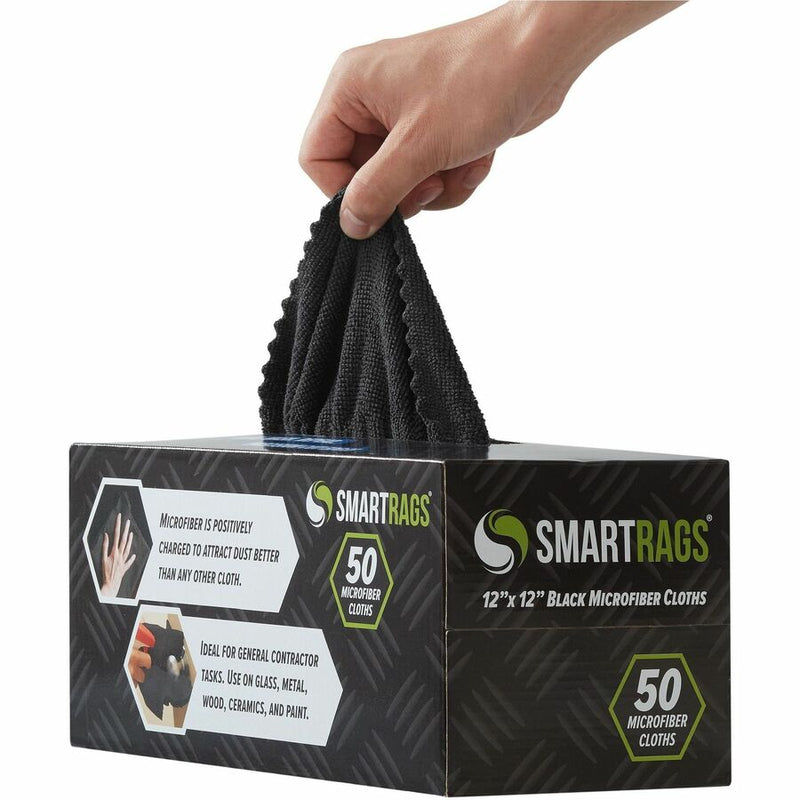 Monarch Smart Rags Microfiber Cloths, Black, 12" x 16", 50/Box (MONM950BLK) Box of 50