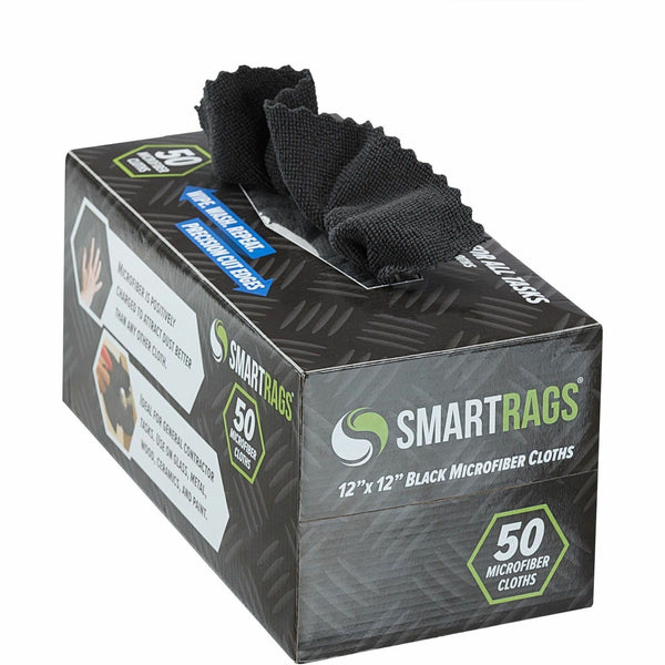 Monarch Smart Rags Microfiber Cloths, Black, 12" x 16", 50/Box (MONM950BLK) Box of 50