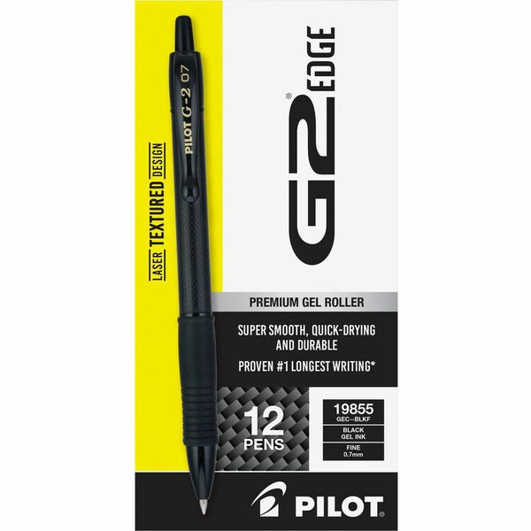 G2 G2 Edge Premium Gel Pen, Retractable, Fine 0.7 mm, Black Ink/Barrel, Dozen (PIL19855)