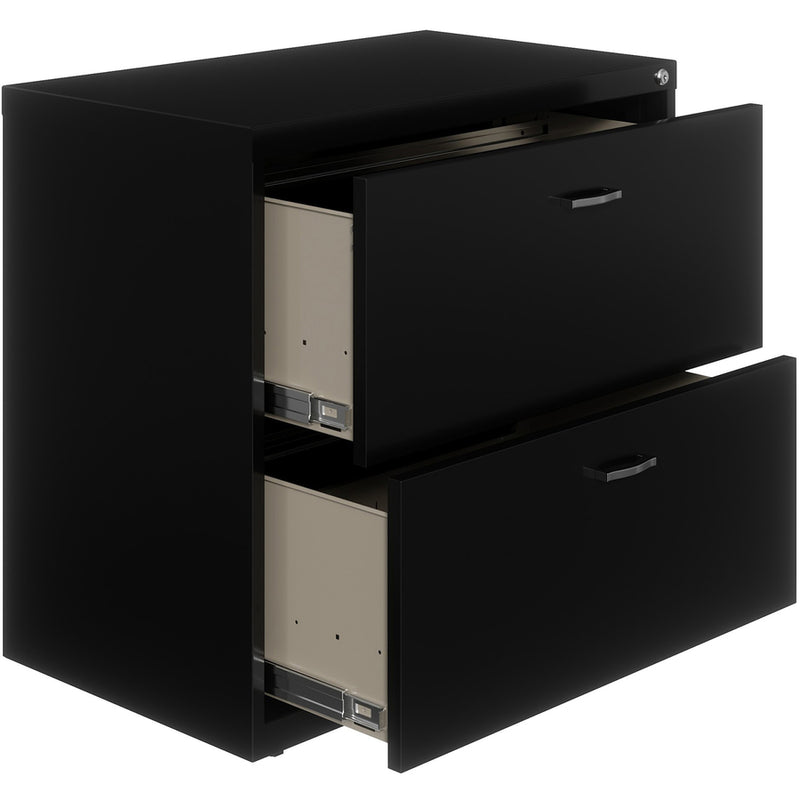 NuSparc 2-Drawer Lateral File, 30" Width x 17.6" Depth x 27.7" Height, Black, Steel (NPRLF218AABK) Each