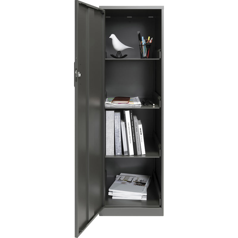 NuSparc Personal Storage Cabinet, 18" Length x 14.2" Width x 46.4" Height, 4 x Shelves, Graphite, Steel (NPRSC418ZZML) Each