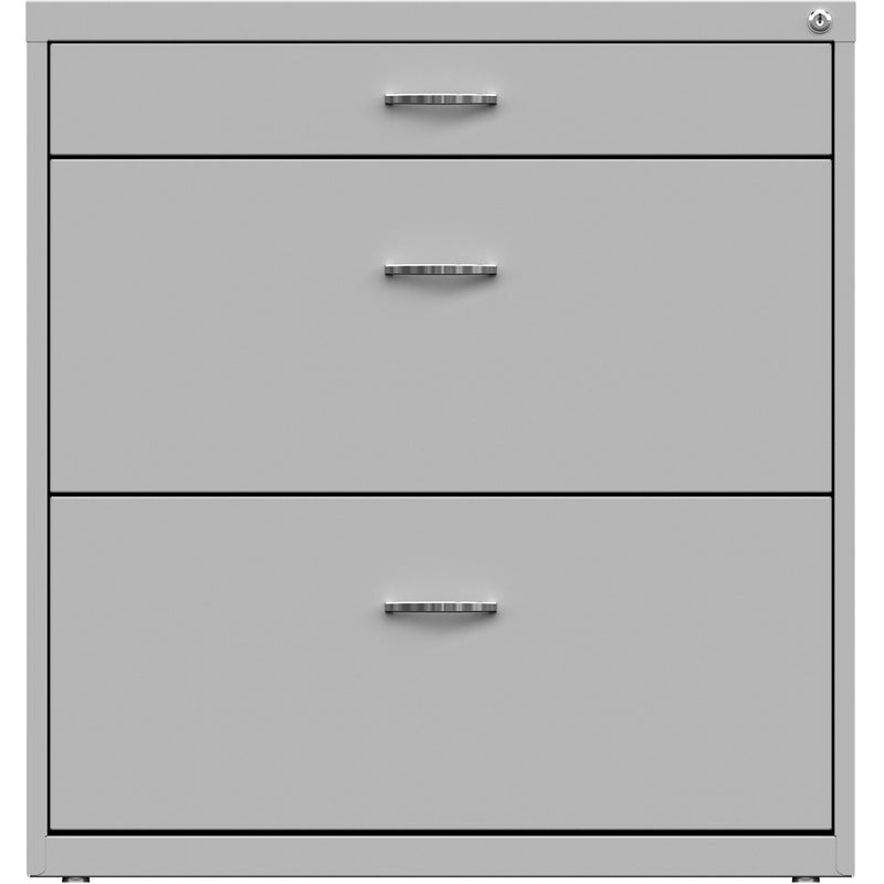 NuSparc Pencil Drawer Lateral File, 30" Width x 17.6" Depth x 31.7" Height, Silver, Steel (NPRLF318BBSR) Each