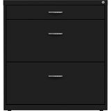 NuSparc Pencil Drawer Lateral File, 30" Width x 17.6" Depth x 31.7" Height, Black, Steel (NPRLF318BBBK) Each