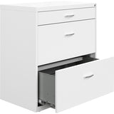 NuSparc Pencil Drawer Lateral File, 30" Width x 17.6" Depth x 31.7" Height, White, Steel (NPRLF318BBWE) Each