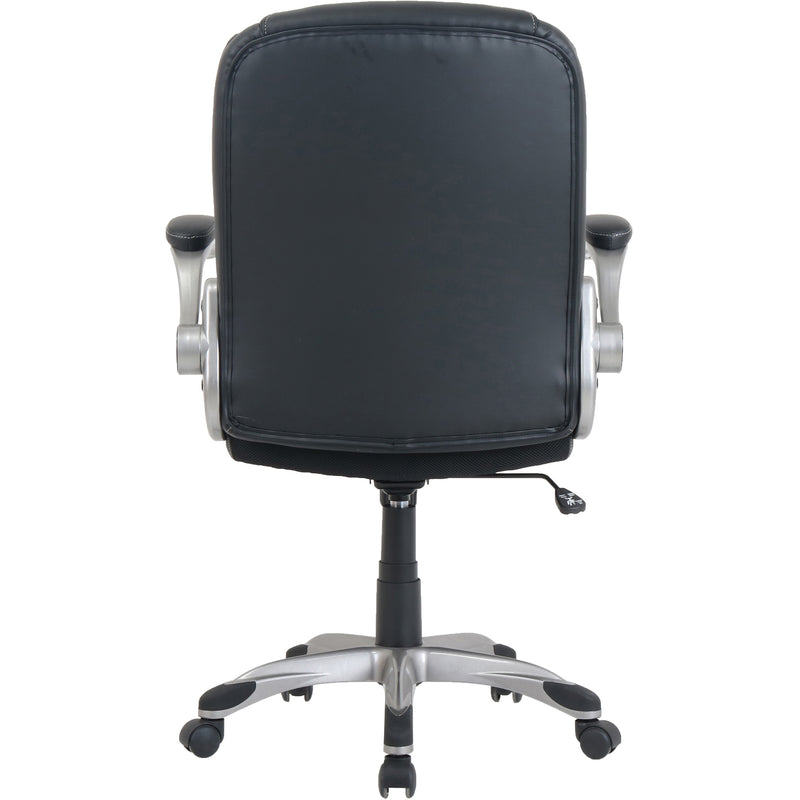 NuSparc Leather Rolling Chair, Mid Back, 5-star Base, Black, Bonded Leather, Armrest (NPRCH101LABK) Each