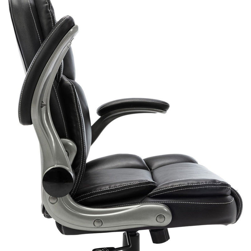 NuSparc Leather Rolling Chair, Mid Back, 5-star Base, Black, Bonded Leather, Armrest (NPRCH101LABK) Each