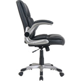 NuSparc Leather Rolling Chair, Mid Back, 5-star Base, Black, Bonded Leather, Armrest (NPRCH101LABK) Each