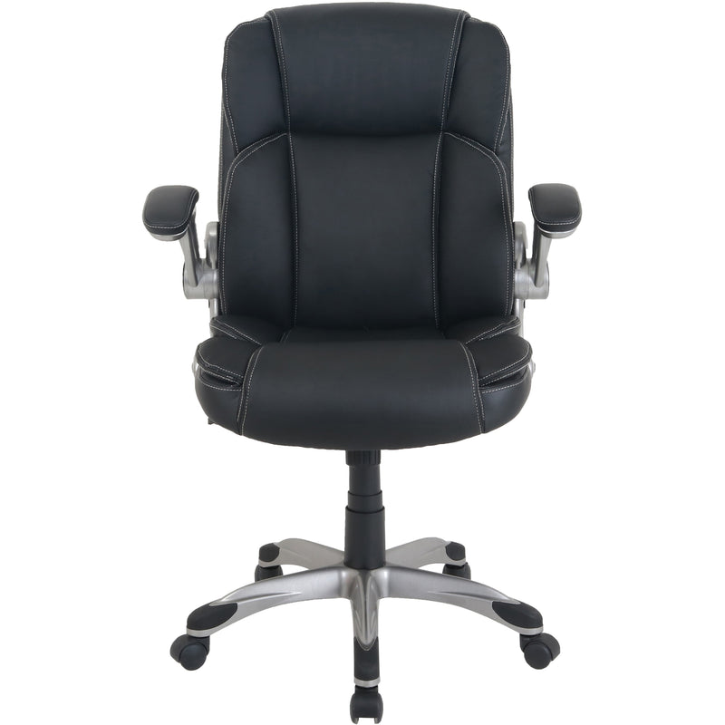 NuSparc Leather Rolling Chair, Mid Back, 5-star Base, Black, Bonded Leather, Armrest (NPRCH101LABK) Each