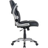 NuSparc Leather Rolling Chair, Mid Back, 5-star Base, Black, Bonded Leather, Armrest (NPRCH101LABK) Each