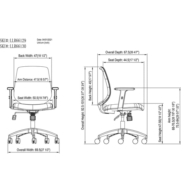 NuSparc Mid-Back Task Chair, Fabric Back, Mid Back, 5-star Base, Gray, Armrest (NPRCH201MAGY) Each