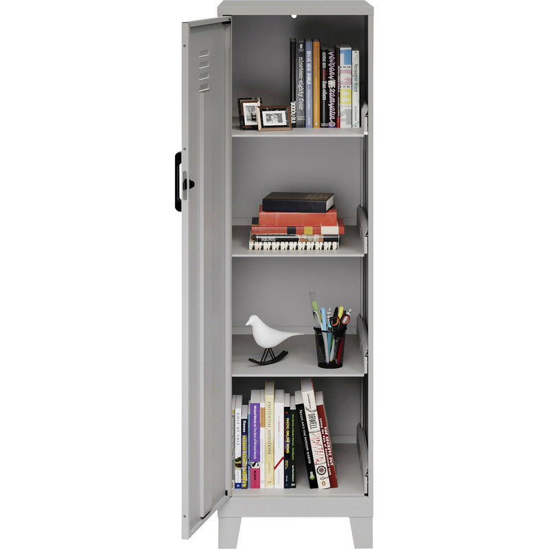 NuSparc Personal Locker, 4 Shelves, 53.3" Height x 14.2" Width x 18" Depth, Silver, Steel, TAA Compliant (NPRSL418ZZSR) Each