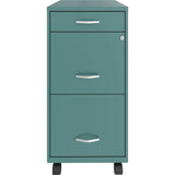 NuSparc 3 Drawer Mobile File Cabinet, 14.2" Width x 18" Depth x 29.5" Height, Teal, Painted Steel, Recycled (NPRVF318BMTL) Each