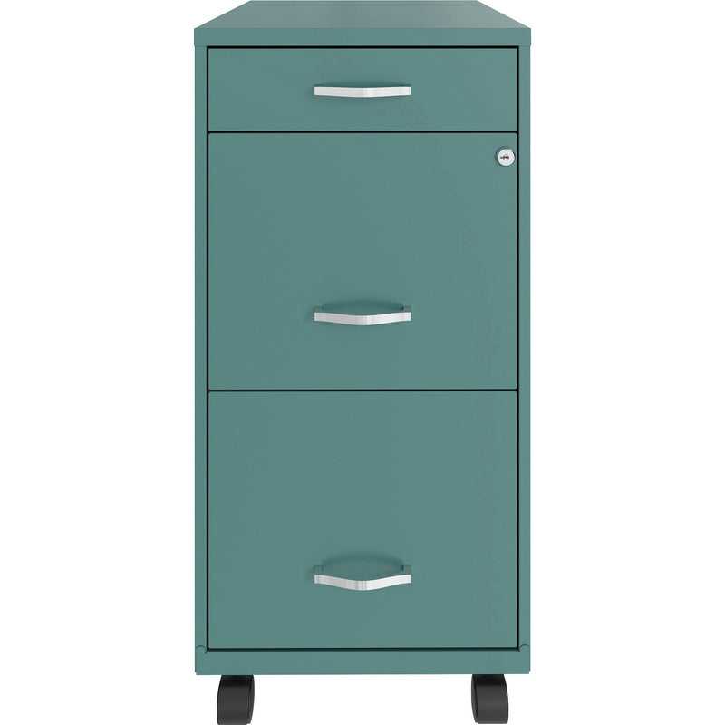 NuSparc 3 Drawer Mobile File Cabinet, 14.2" Width x 18" Depth x 29.5" Height, Teal, Painted Steel, Recycled (NPRVF318BMTL) Each