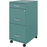 NuSparc 3 Drawer Mobile File Cabinet, 14.2" Width x 18" Depth x 29.5" Height, Teal, Painted Steel, Recycled (NPRVF318BMTL) Each