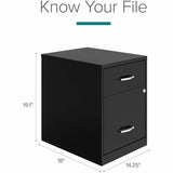 NuSparc 2 Drawer Vertical File Cabinet, 14.2" Width x 18" Depth x 19" Height, Black, Baked Enamel, Steel (NPRVF218GABK) Each