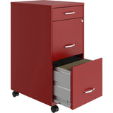 NuSparc 3 Drawer Mobile File Cabinet, 14.2" Width x 18" Depth x 29.5" Height, Red, Painted Steel, Recycled (NPRVF318BMRD) Each