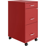 NuSparc 3 Drawer Mobile File Cabinet, 14.2" Width x 18" Depth x 29.5" Height, Red, Painted Steel, Recycled (NPRVF318BMRD) Each