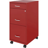 NuSparc 3 Drawer Mobile File Cabinet, 14.2" Width x 18" Depth x 29.5" Height, Red, Painted Steel, Recycled (NPRVF318BMRD) Each