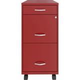 NuSparc 3 Drawer Mobile File Cabinet, 14.2" Width x 18" Depth x 29.5" Height, Red, Painted Steel, Recycled (NPRVF318BMRD) Each