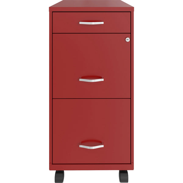 NuSparc 3 Drawer Mobile File Cabinet, 14.2" Width x 18" Depth x 29.5" Height, Red, Painted Steel, Recycled (NPRVF318BMRD) Each