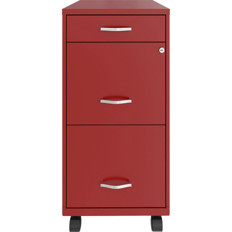 NuSparc 3 Drawer Mobile File Cabinet, 14.2" Width x 18" Depth x 29.5" Height, Red, Painted Steel, Recycled (NPRVF318BMRD) Each