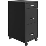 NuSparc 3 Drawer Mobile File Cabinet, 14.2" Width x 18" Depth x 29.5" Height, Black, Painted Steel, Recycled (NPRVF318BMBK) Each