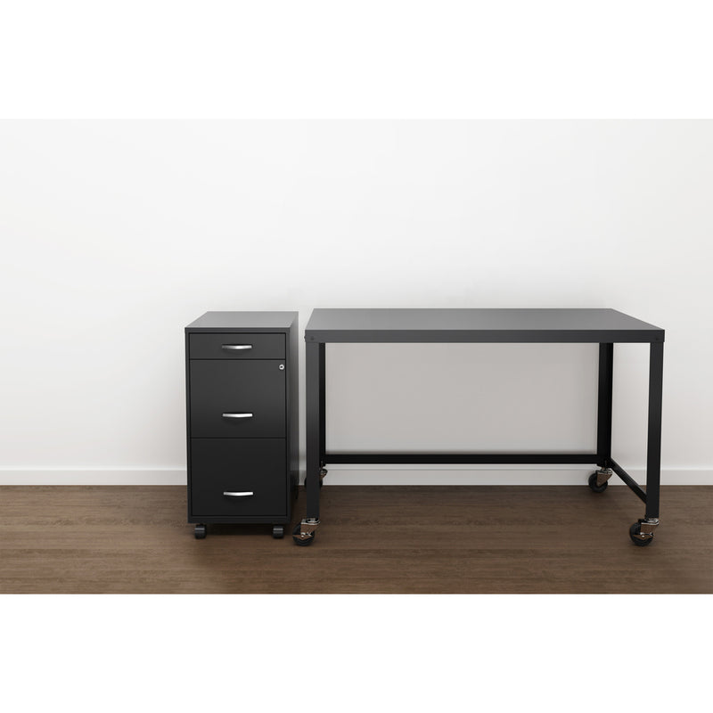 NuSparc 3 Drawer Mobile File Cabinet, 14.2" Width x 18" Depth x 29.5" Height, Black, Painted Steel, Recycled (NPRVF318BMBK) Each