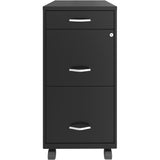 NuSparc 3 Drawer Mobile File Cabinet, 14.2" Width x 18" Depth x 29.5" Height, Black, Painted Steel, Recycled (NPRVF318BMBK) Each