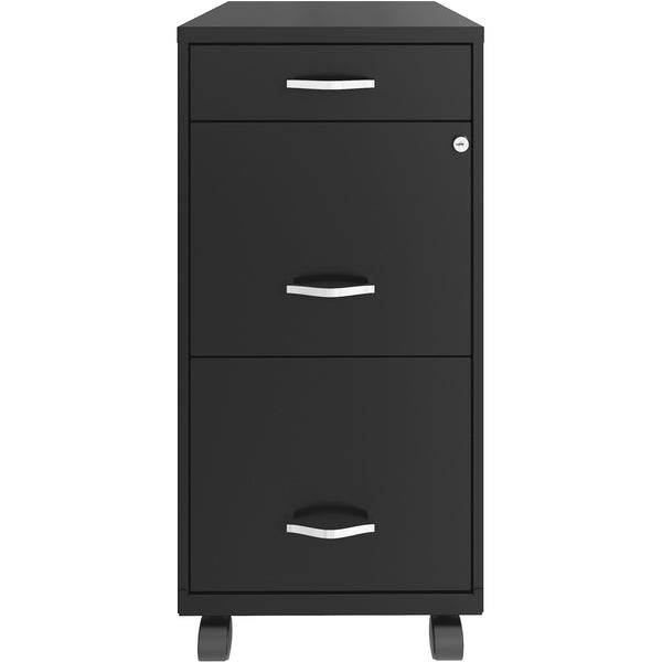 NuSparc 3 Drawer Mobile File Cabinet, 14.2" Width x 18" Depth x 29.5" Height, Black, Painted Steel, Recycled (NPRVF318BMBK) Each