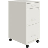 NuSparc 3 Drawer Mobile File Cabinet, 14.2" Width x 18" Depth x 29.5" Height, White, Painted Steel, Recycled (NPRVF318BMWE) Each