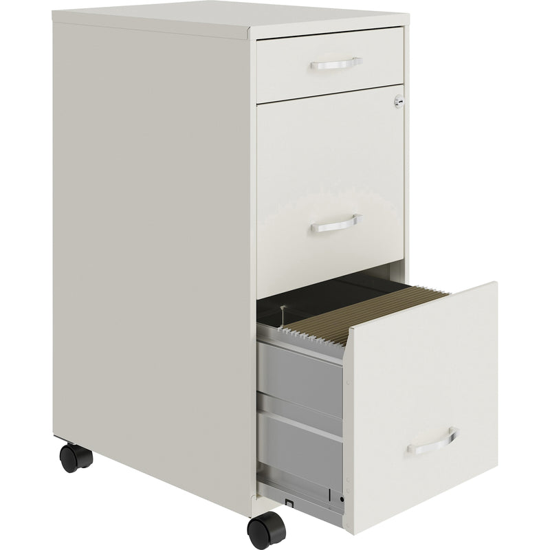 NuSparc 3 Drawer Mobile File Cabinet, 14.2" Width x 18" Depth x 29.5" Height, White, Painted Steel, Recycled (NPRVF318BMWE) Each